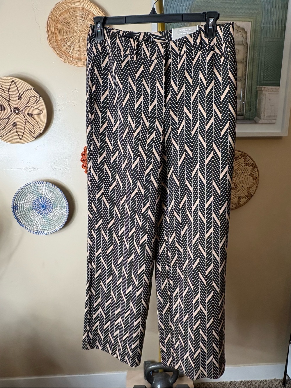 Chico's Black and Cream Chevron Wide-Leg Pants